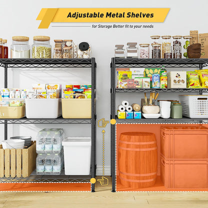 3-Tier 450LBS Adjustable Wire Shelving Unit for Kitchen, Black
