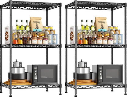 3-Tier 450LBS Adjustable Wire Shelving Unit for Kitchen, Black