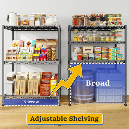 3-Tier 450LBS Adjustable Wire Shelving Unit for Kitchen, Black