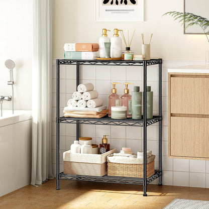 3-Tier 450LBS Adjustable Wire Shelving Unit for Kitchen, Black