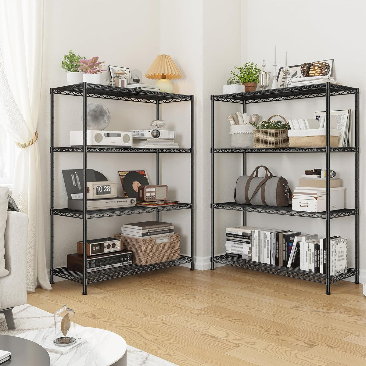 3-Tier 450LBS Adjustable Wire Shelving Unit for Kitchen, Black