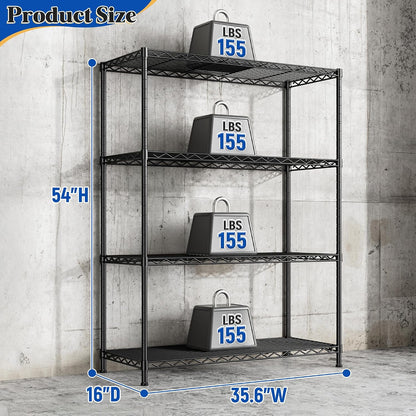 3-Tier 450LBS Adjustable Wire Shelving Unit for Kitchen, Black