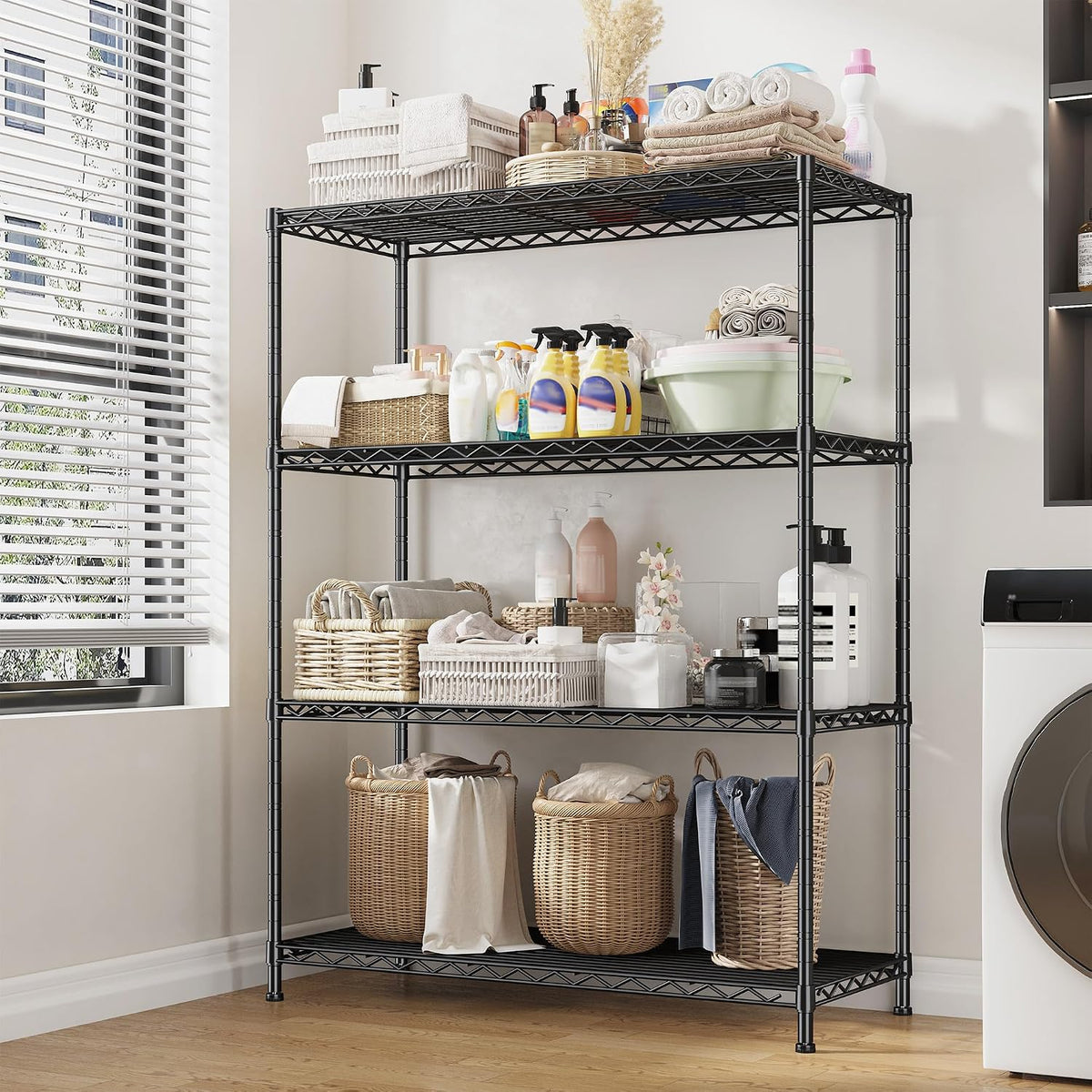 3-Tier 450LBS Adjustable Wire Shelving Unit for Kitchen, Black
