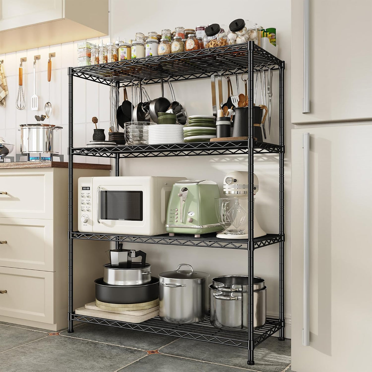 3-Tier 450LBS Adjustable Wire Shelving Unit for Kitchen, Black