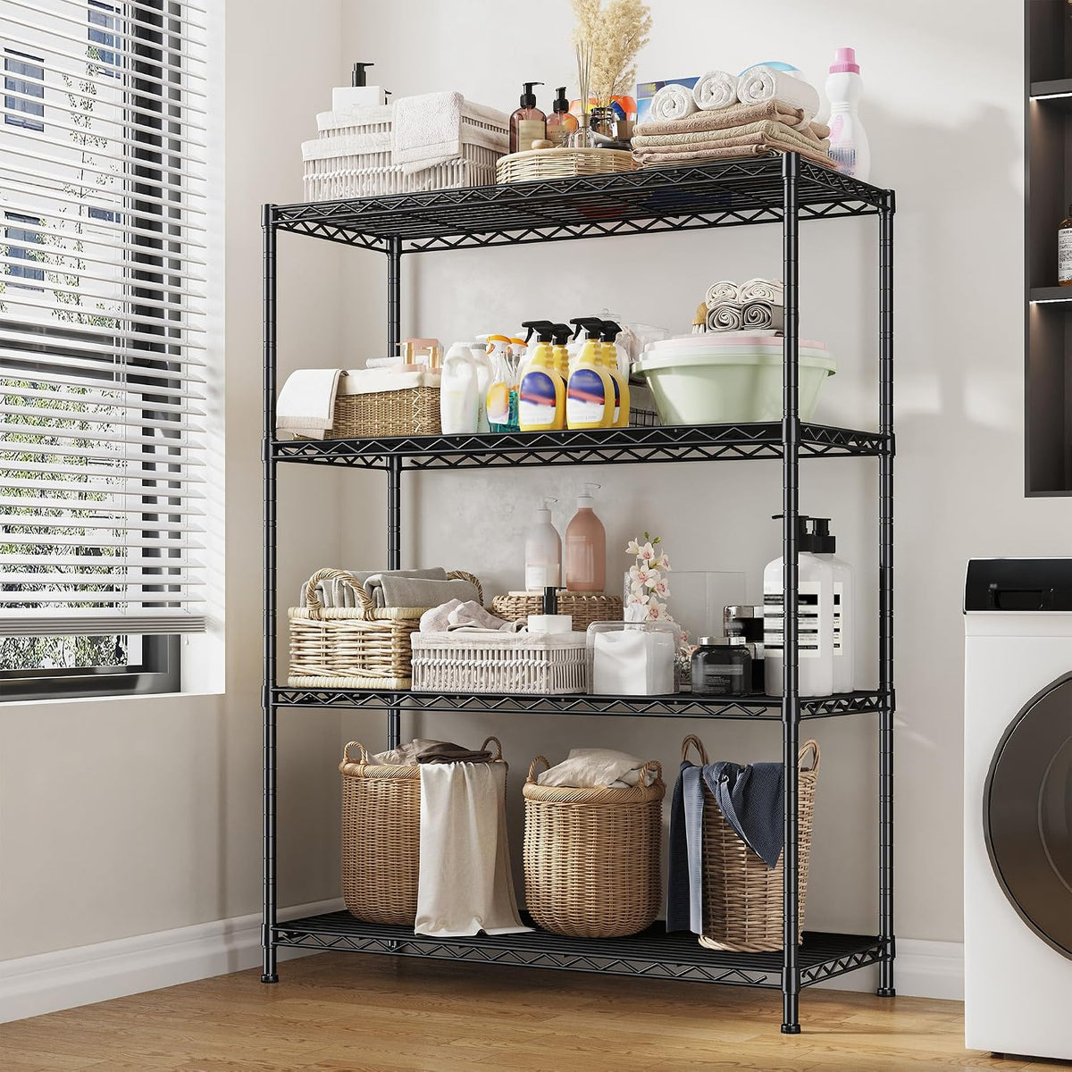 3-Tier 450LBS Adjustable Wire Shelving Unit for Kitchen, Black