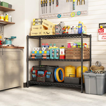 3-Tier 450LBS Adjustable Wire Shelving Unit for Kitchen, Black