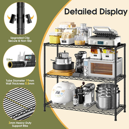 3-Tier 450LBS Adjustable Wire Shelving Unit for Kitchen, Black
