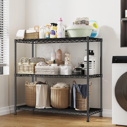 3-Tier 450LBS Adjustable Wire Shelving Unit for Kitchen, Black
