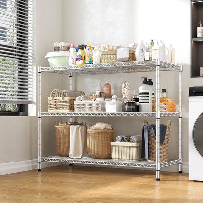 3-Tier 450LBS Adjustable Wire Shelving Unit for Kitchen, Black