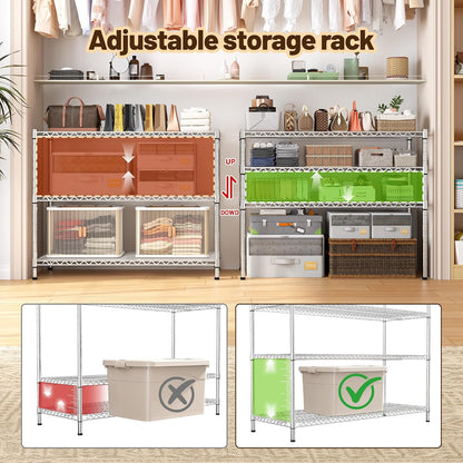 3-Tier 450LBS Adjustable Wire Shelving Unit for Kitchen, Black