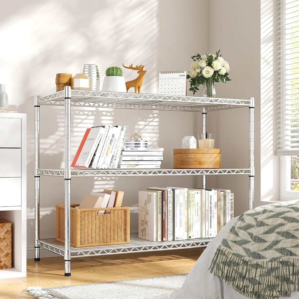 3-Tier 450LBS Adjustable Wire Shelving Unit for Kitchen, Black