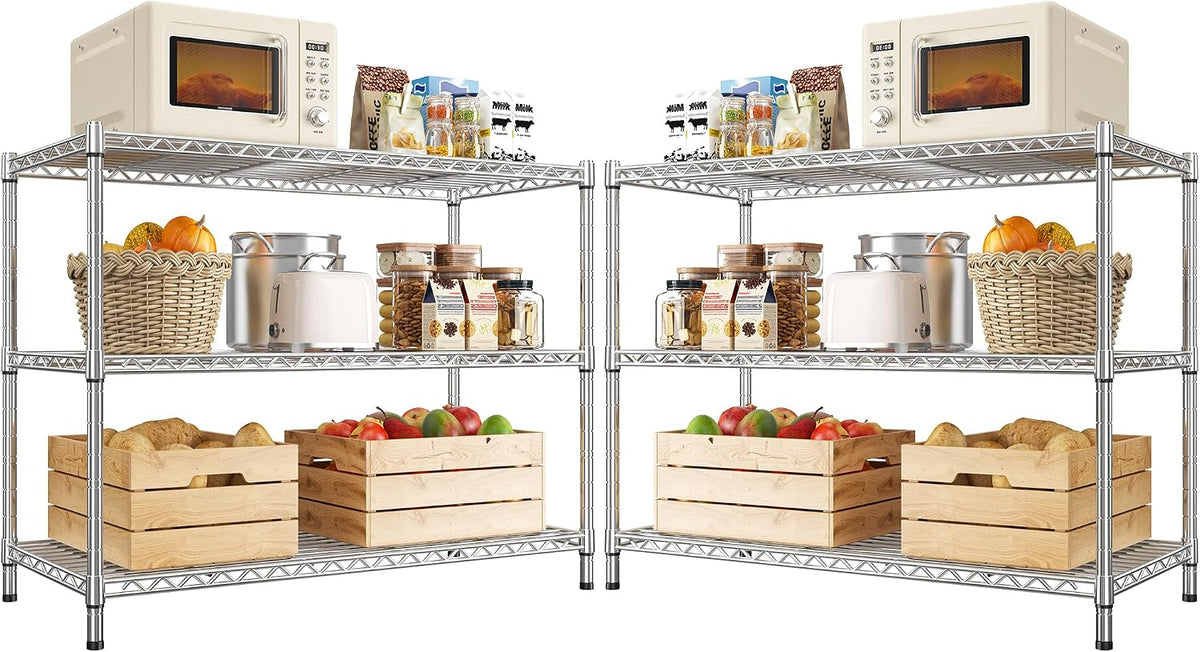 3-Tier 450LBS Adjustable Wire Shelving Unit for Kitchen, Black