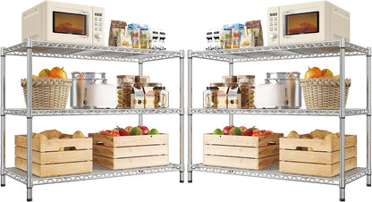 3-Tier 450LBS Adjustable Wire Shelving Unit for Kitchen, Black