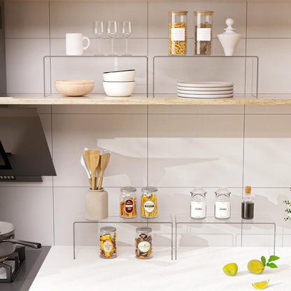 Cabinet Organizer Shelf, Acrylic Kitchen Counter Shelves Organizer, Spice Rack for Dishes, Spices, Soda Cans and Bottles（12.4 x 4 x 4.6 inch）
