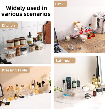 Cabinet Organizer Shelf, Acrylic Kitchen Counter Shelves Organizer, Spice Rack for Dishes, Spices, Soda Cans and Bottles（12.4 x 4 x 4.6 inch）