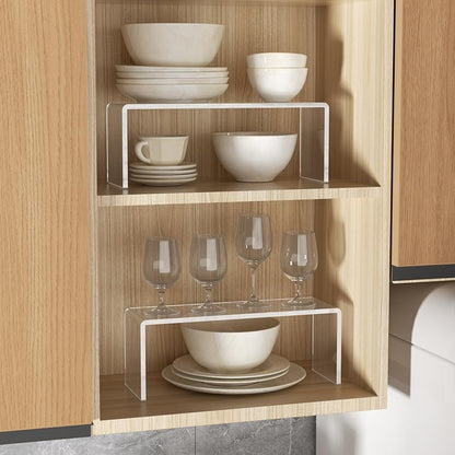 Cabinet Organizer Shelf, Acrylic Kitchen Counter Shelves Organizer, Spice Rack for Dishes, Spices, Soda Cans and Bottles（12.4 x 4 x 4.6 inch）