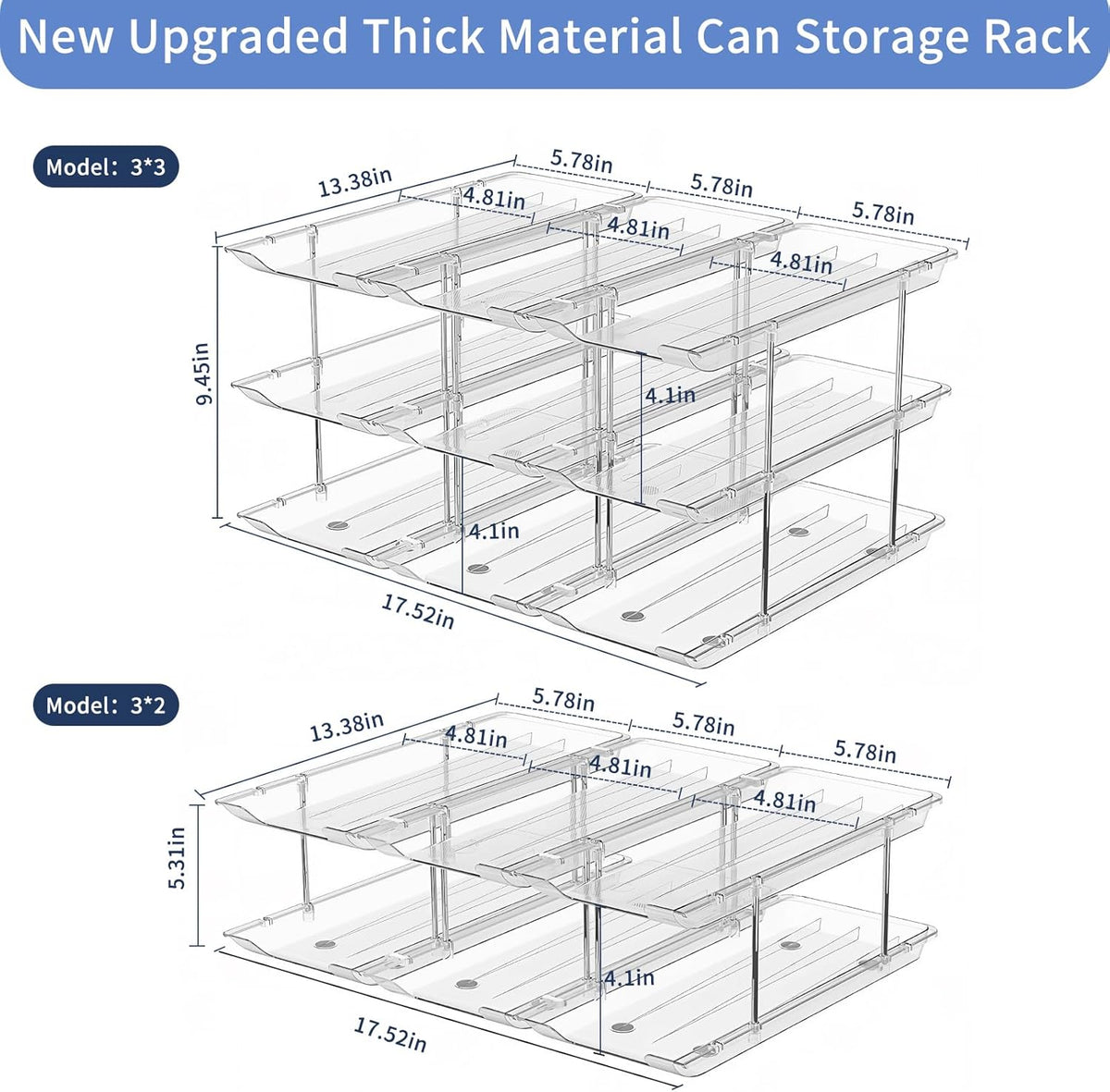 Jsyrjing Can Organizer for Pantry, 3-Tier Stackable Can Dispenser Rack | Automatic Rolling, Modular Flexible Combination, Extra-Thick Clear Material, Cabinet Pantry Fridge Countertop Storage