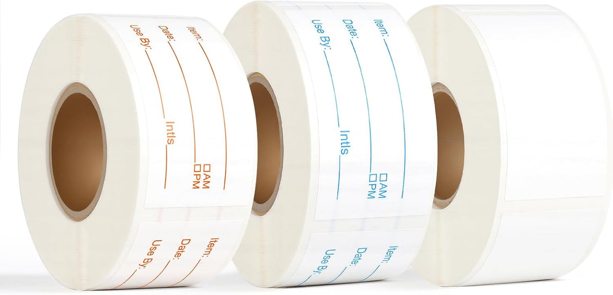 3 Rolls Food Labels, 1” x 2” Labels for Food Containers, Self-Adhesive Removable Freezer Labels for Dining Rooms, Kitchen Storage, Schools, Offices, Storage Rooms (Total of 1,000 Pieces)