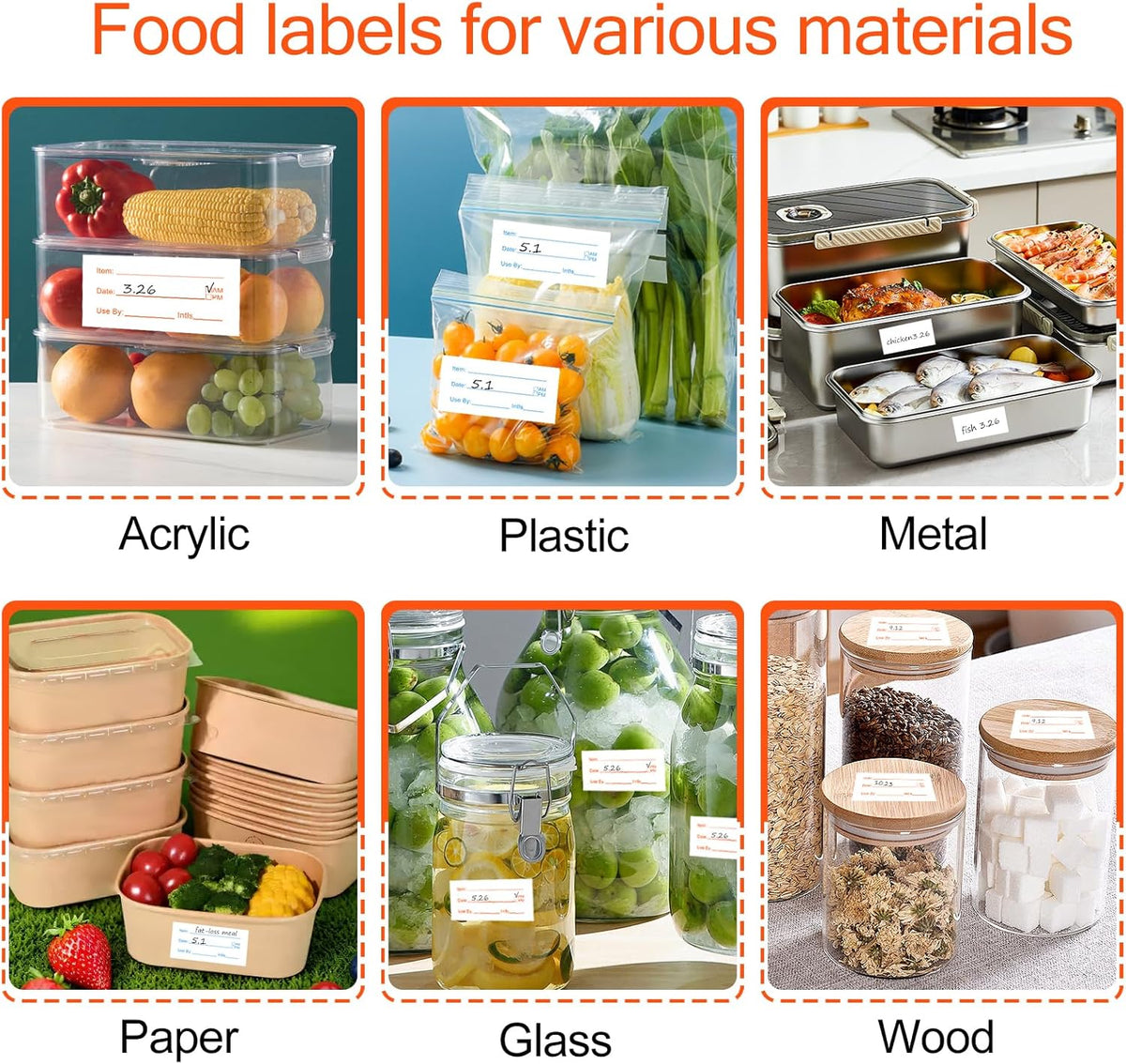3 Rolls Food Labels, 1” x 2” Labels for Food Containers, Self-Adhesive Removable Freezer Labels for Dining Rooms, Kitchen Storage, Schools, Offices, Storage Rooms (Total of 1,000 Pieces)