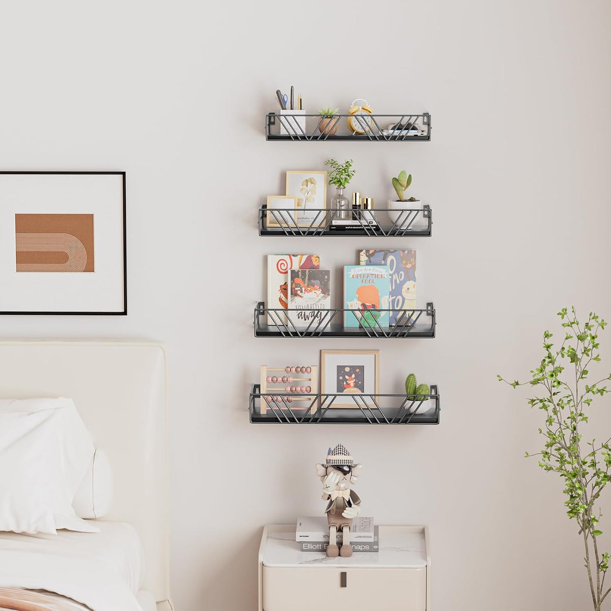 Amaoot Floating Shelves for Wall Set of 4, Wall Shelf Wood Floating Shelf
