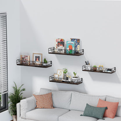 Amaoot Floating Shelves for Wall Set of 4, Wall Shelf Wood Floating Shelf