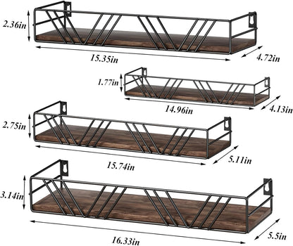 Amaoot Floating Shelves for Wall Set of 4, Wall Shelf Wood Floating Shelf