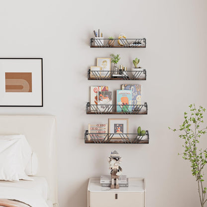 Amaoot Floating Shelves for Wall Set of 4, Wall Shelf Wood Floating Shelf