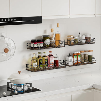 Amaoot Floating Shelves for Wall Set of 4, Wall Shelf Wood Floating Shelf