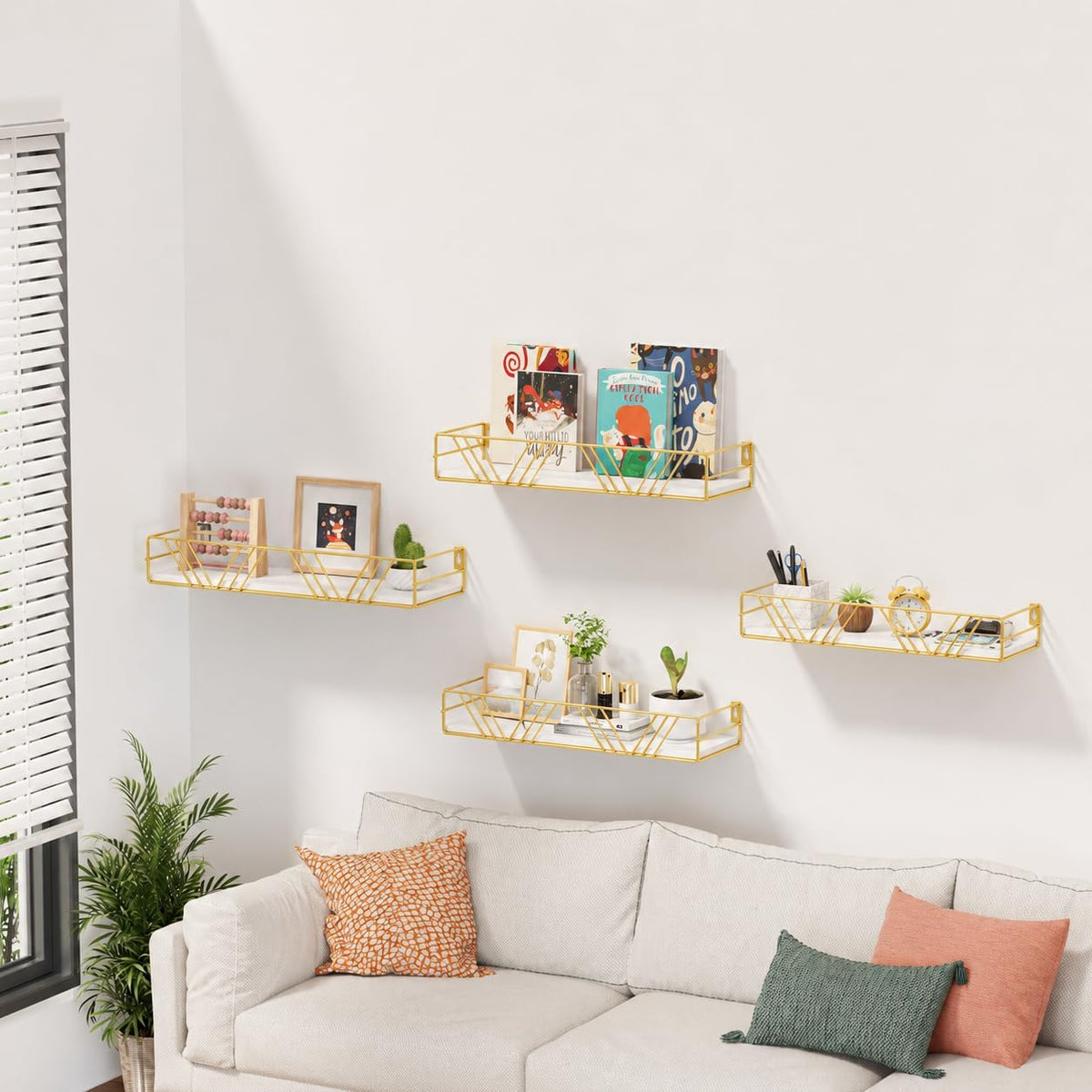 Amaoot Floating Shelves for Wall Set of 4, Wall Shelf Wood Floating Shelf