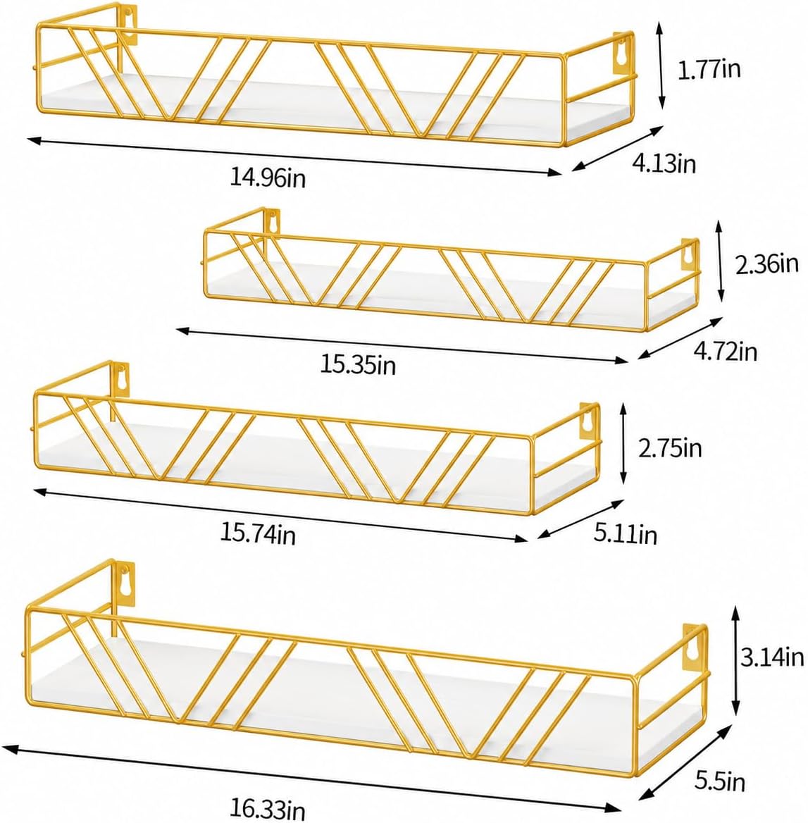 Amaoot Floating Shelves for Wall Set of 4, Wall Shelf Wood Floating Shelf