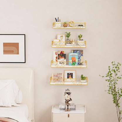 Amaoot Floating Shelves for Wall Set of 4, Wall Shelf Wood Floating Shelf