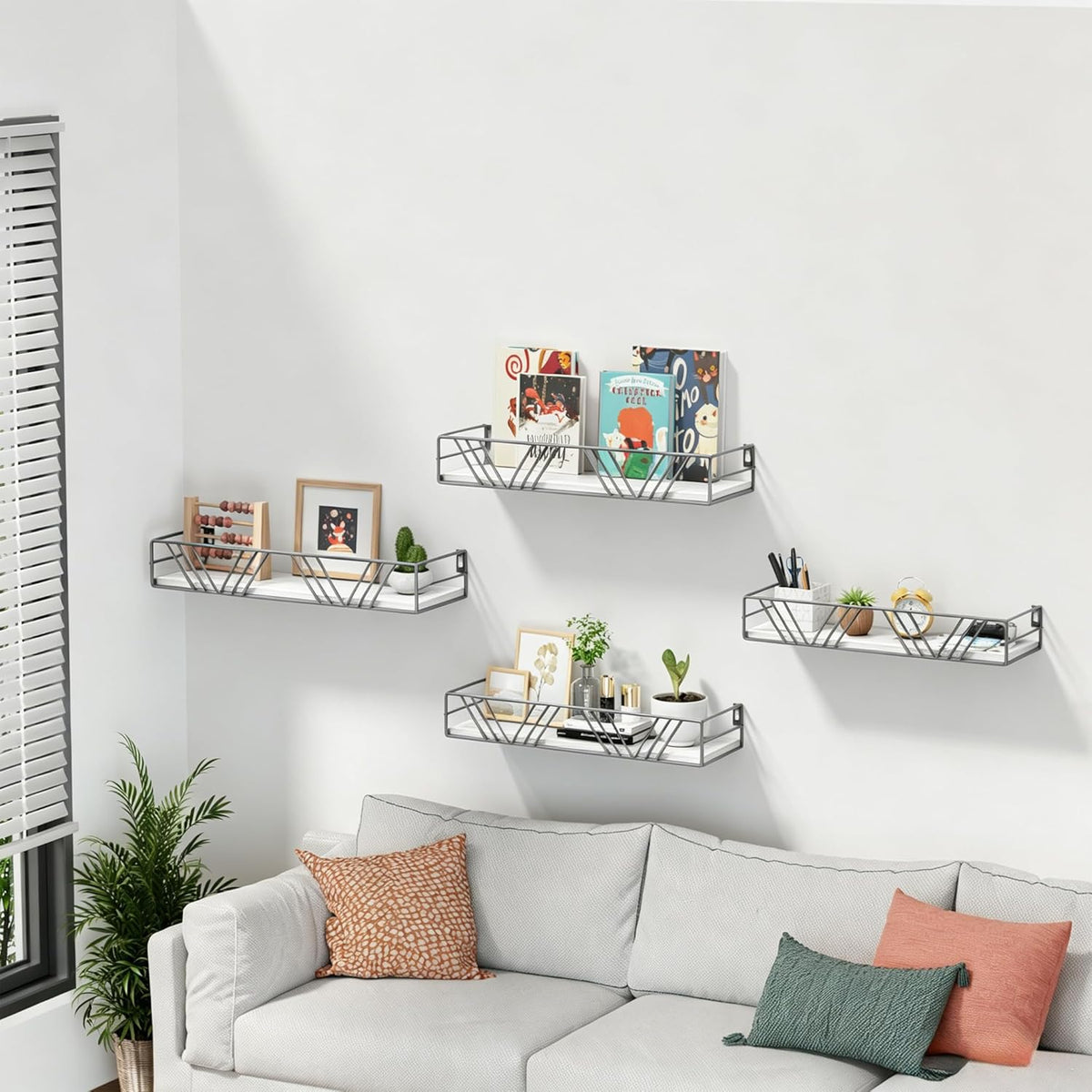 Amaoot Floating Shelves for Wall Set of 4, Wall Shelf Wood Floating Shelf