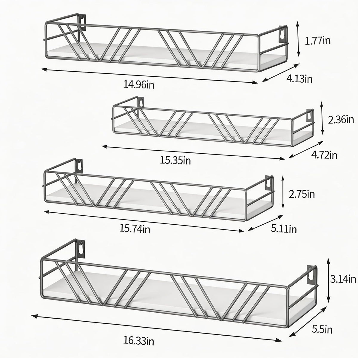Amaoot Floating Shelves for Wall Set of 4, Wall Shelf Wood Floating Shelf