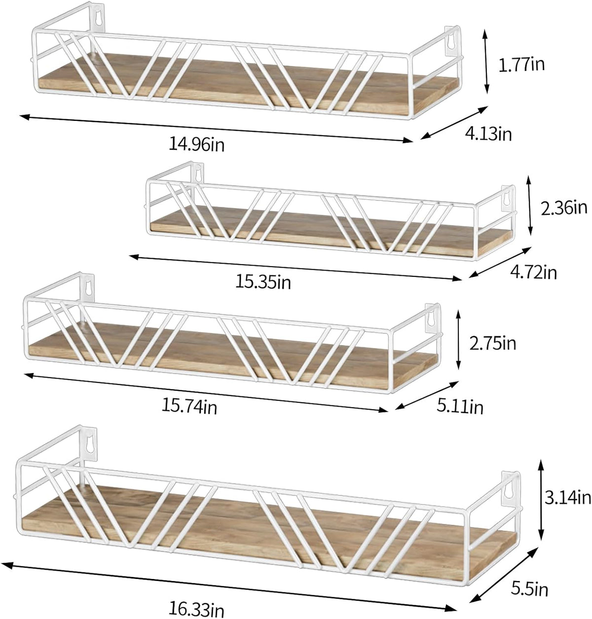 Amaoot Floating Shelves for Wall Set of 4, Wall Shelf Wood Floating Shelf