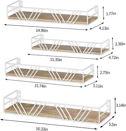 Amaoot Floating Shelves for Wall Set of 4, Wall Shelf Wood Floating Shelf