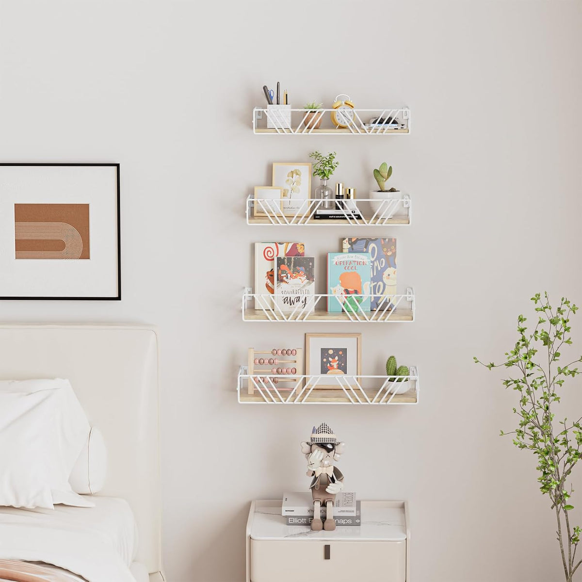 Amaoot Floating Shelves for Wall Set of 4, Wall Shelf Wood Floating Shelf