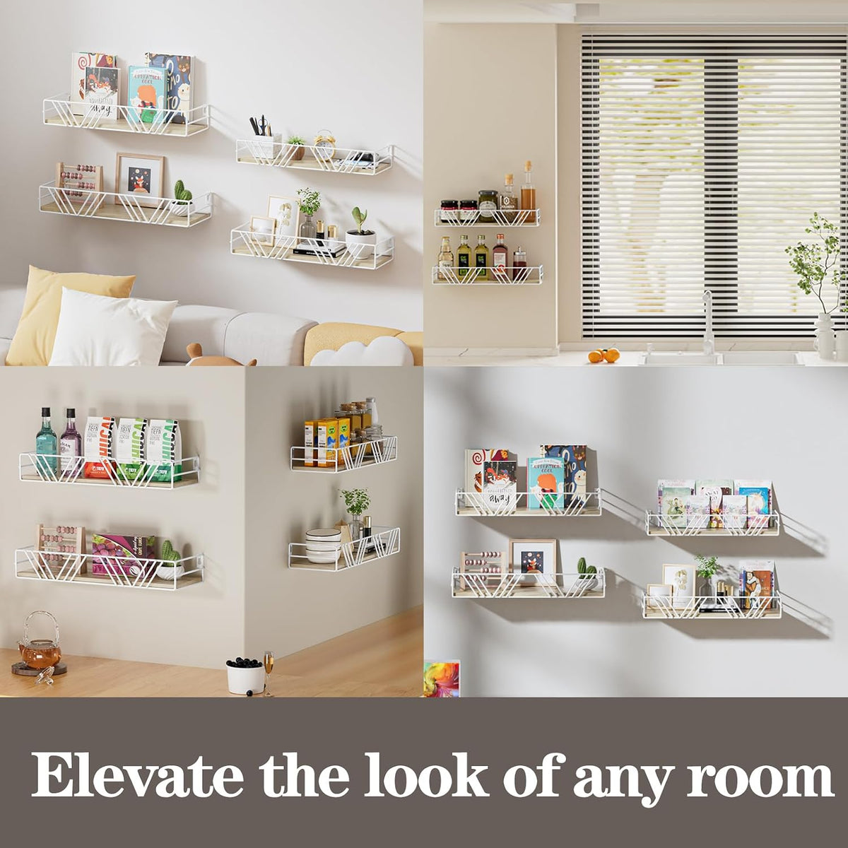 Amaoot Floating Shelves for Wall Set of 4, Wall Shelf Wood Floating Shelf