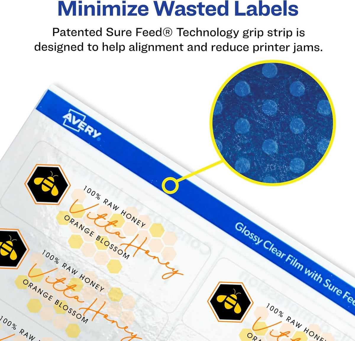 Printable Address Labels with Sure Feed, 1" x 2-5/8", Glossy Clear, 300 Blank Mailing Labels for Laser and Inkjet Printers (6521)