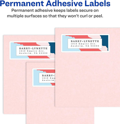 Printable Address Labels with Sure Feed, 1" x 2-5/8", Glossy Clear, 300 Blank Mailing Labels for Laser and Inkjet Printers (6521)