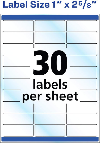 Printable Address Labels with Sure Feed, 1" x 2-5/8", Glossy Clear, 300 Blank Mailing Labels for Laser and Inkjet Printers (6521)