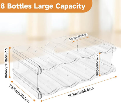 Stackable Water Bottle Organizer, Large Compartment Water Bottle Holder, 4 Tier Clear Water Bottle Organizer for Cabinet, Bottle Rack for Kitchen Organization and Storage - Hold 16 Bottles