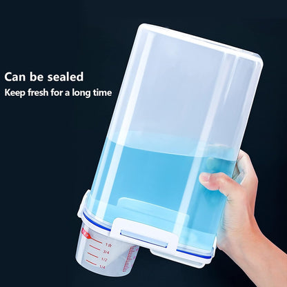 5.5 Lbs Rice Airtight Dry Food Storage Container Set of 4, Rice Storage Bin Cereal Containers Dispenser, Thicken Plastic Clear Food Storage Box with Pouring Spout, Measring Cup for Grain, Flour Snacks | BPA Free, Airtight Lid, with Pouring Spout, Clear,