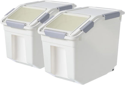 5.5 Lbs Rice Airtight Dry Food Storage Container Set of 4, Rice Storage Bin Cereal Containers Dispenser, Thicken Plastic Clear Food Storage Box with Pouring Spout, Measring Cup for Grain, Flour Snacks | BPA Free, Airtight Lid, with Pouring Spout, Clear,