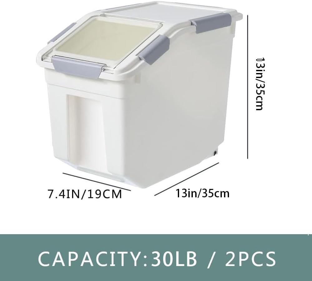 5.5 Lbs Rice Airtight Dry Food Storage Container Set of 4, Rice Storage Bin Cereal Containers Dispenser, Thicken Plastic Clear Food Storage Box with Pouring Spout, Measring Cup for Grain, Flour Snacks | BPA Free, Airtight Lid, with Pouring Spout, Clear,