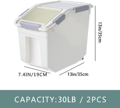 5.5 Lbs Rice Airtight Dry Food Storage Container Set of 4, Rice Storage Bin Cereal Containers Dispenser, Thicken Plastic Clear Food Storage Box with Pouring Spout, Measring Cup for Grain, Flour Snacks | BPA Free, Airtight Lid, with Pouring Spout, Clear,