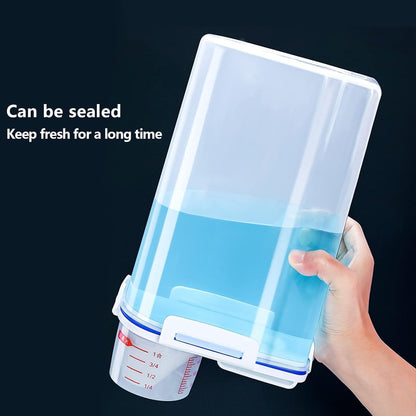 5.5 Lbs Rice Airtight Dry Food Storage Container Set of 4, Rice Storage Bin Cereal Containers Dispenser, Thicken Plastic Clear Food Storage Box with Pouring Spout, Measring Cup for Grain, Flour Snacks | BPA Free, Airtight Lid, with Pouring Spout, Clear,